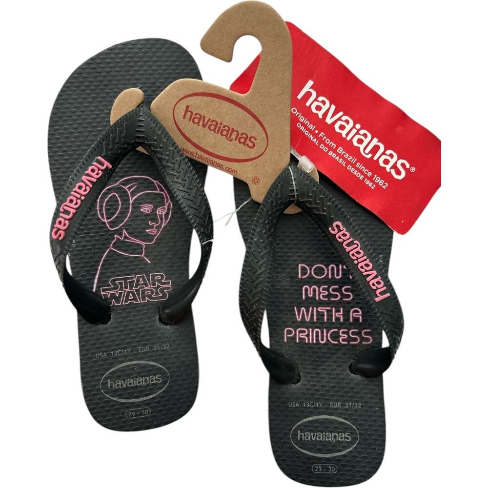 Havaianas x Disney Star Wars Black Pink Flip Flops Girls Size 29/30 or US 13 - 1